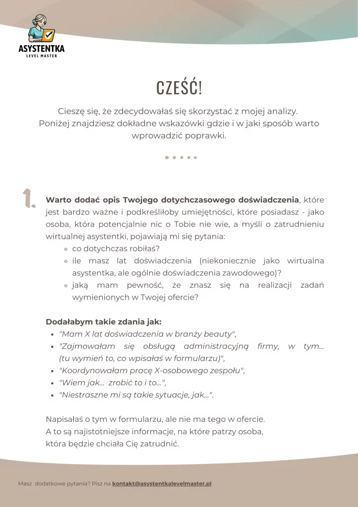 Analiza oferty cz. I